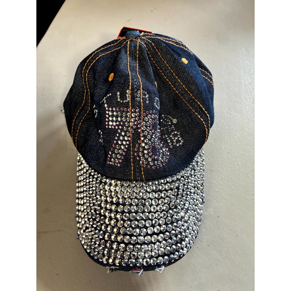 Sturgis Black Hills Cap Men One Size Blue Rhinestone Studded Adjustable Back Hat